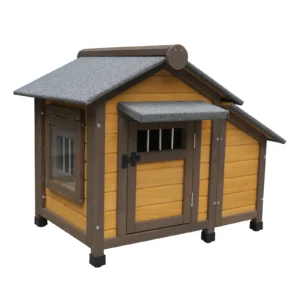 45 Inch Solid Wood Dog House, Cozy Outdoor Shelter For Medium & Small Dogs With Lockable
