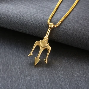 Neptune's Trident Necklace Retro Mythical Sea King Poseidon Trident Harpoon Pendant