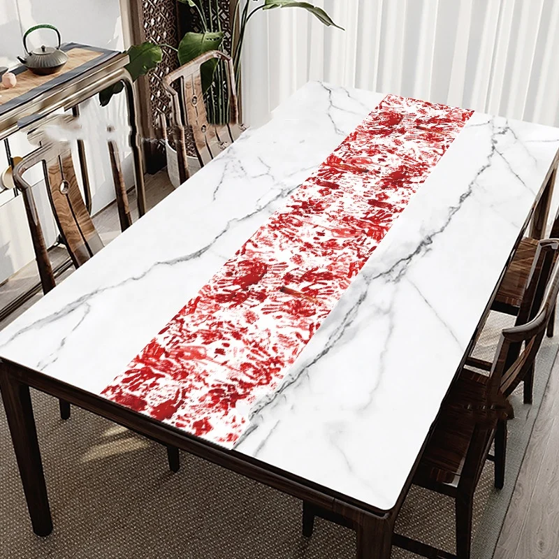 Horror Happy Halloween Tablecloth Bloody Handprint Table Cover Festival Halloween Party