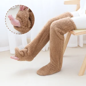 Over Knee High Fuzzy Long Socks Winter Warm Cold Leg Knee Joint Cold-proof Stockings Home