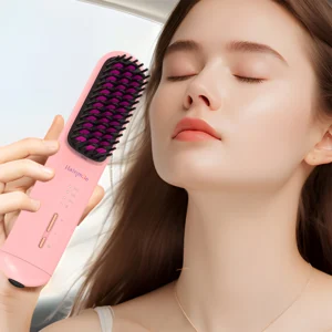 Portable USB Rechargeable Cordless Men Beard Hair Straightener Brush Mini Wireless 2 In 1