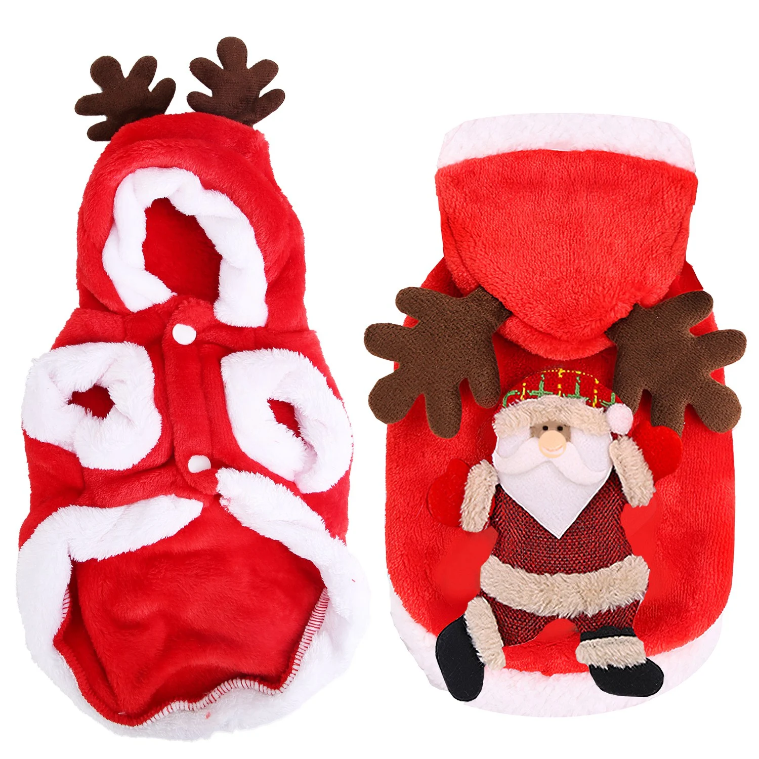 1Pc Pet Christmas Clothes Santa Claus Reindeer Antlers Costume Winter Outfit New Year
