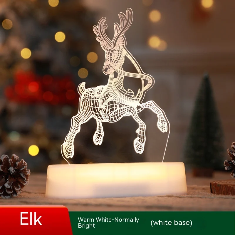 Christmas Decoration 3D Lamp Acrylic LED Night Lights New Year Valentines Day Christmas