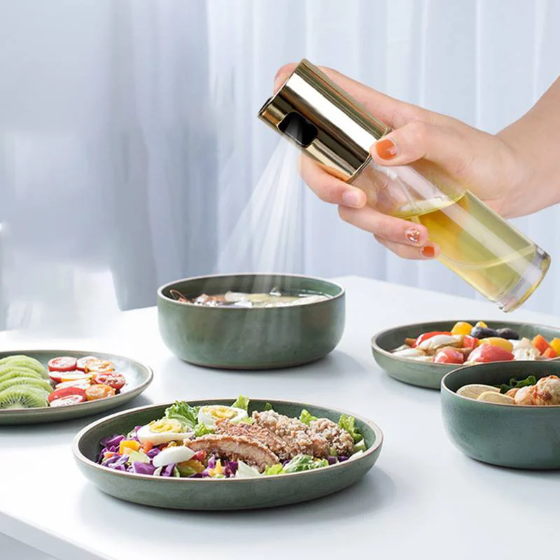 BBQ Healthy Kitchen Cooking Oil Vinegar Spray Bottle Push Type Oil Spray BottlePump Oil