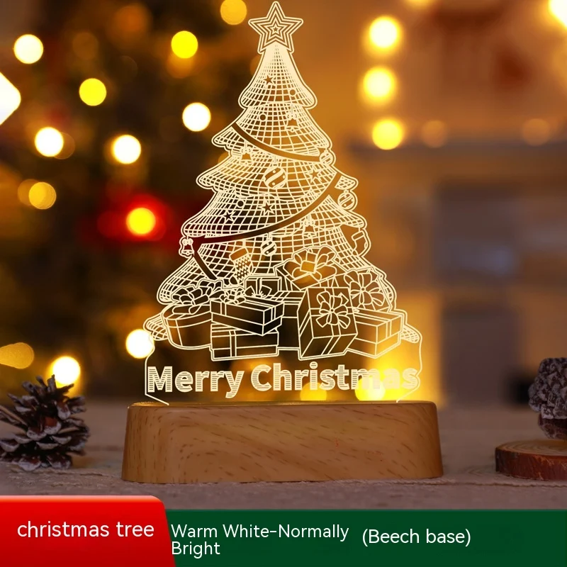 Christmas Decoration 3D Lamp Acrylic LED Night Lights New Year Valentines Day Christmas