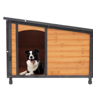 46 Dog House Outdoor & Indoor Wooden Dog Kennel For Winter With Raised Feet Weatherproof