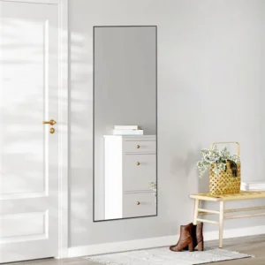 Floor Standing Mirror, Wall Mirror With Stand Aluminum Alloy Thin Frame