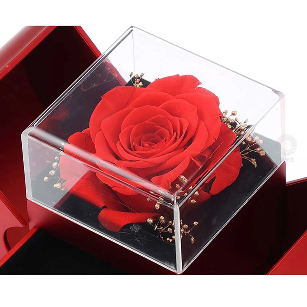 Fashion Jewelry Box Red Apple Christmas Gift Necklace Eternal Rose For Girl Mother's Day