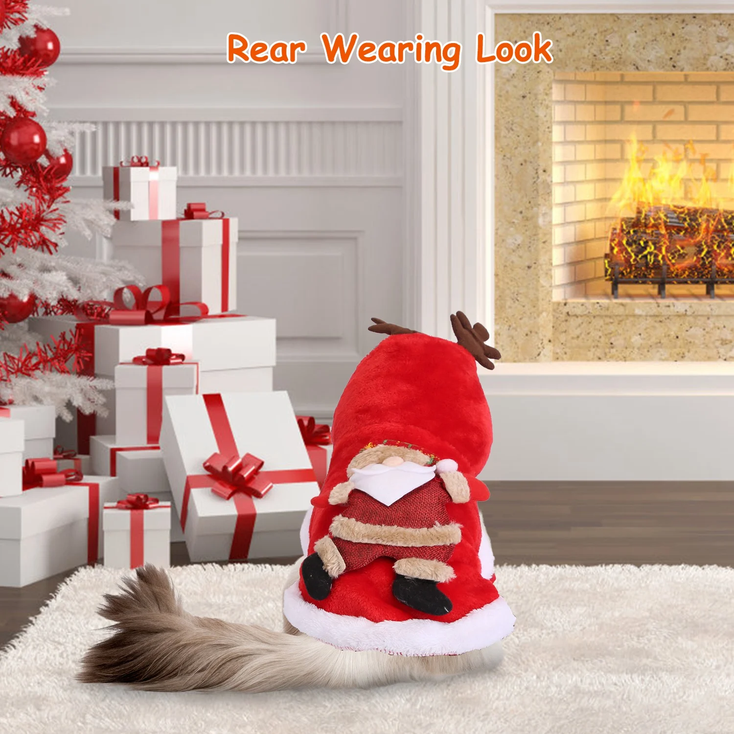1Pc Pet Christmas Clothes Santa Claus Reindeer Antlers Costume Winter Outfit New Year