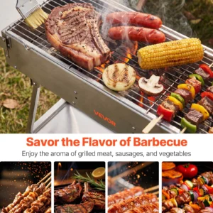 Foldable Charcoal Grill, 250 Sq.in. Portable Charcoal Barbecue Grill With Liftable