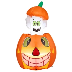 2.8 FT Halloween Inflatables Animated Pumpkin Ghost, Outdoor Decorations Blow Up Yard