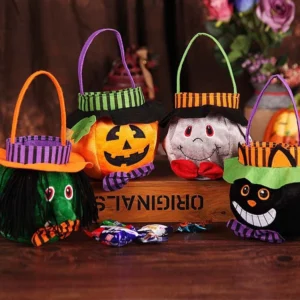 Cute Halloween Candy Bag Halloween Pumpkin Pattern Portable Handbag Cosplay Props Gift