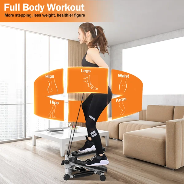Fitness Step Machine, Mini Step Machine With Resistance Band, Home Fitness Equipment With