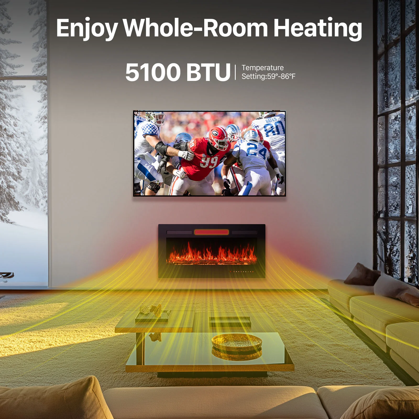 Electric Fireplace Heater With Remote Control