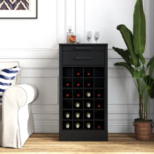 Black Color Modular 24 Wine Bar Cabinet Buffet Cabinet