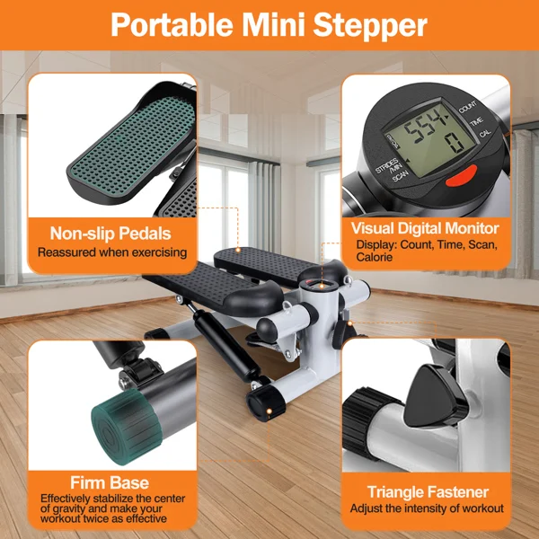 Fitness Step Machine, Mini Step Machine With Resistance Band, Home Fitness Equipment With