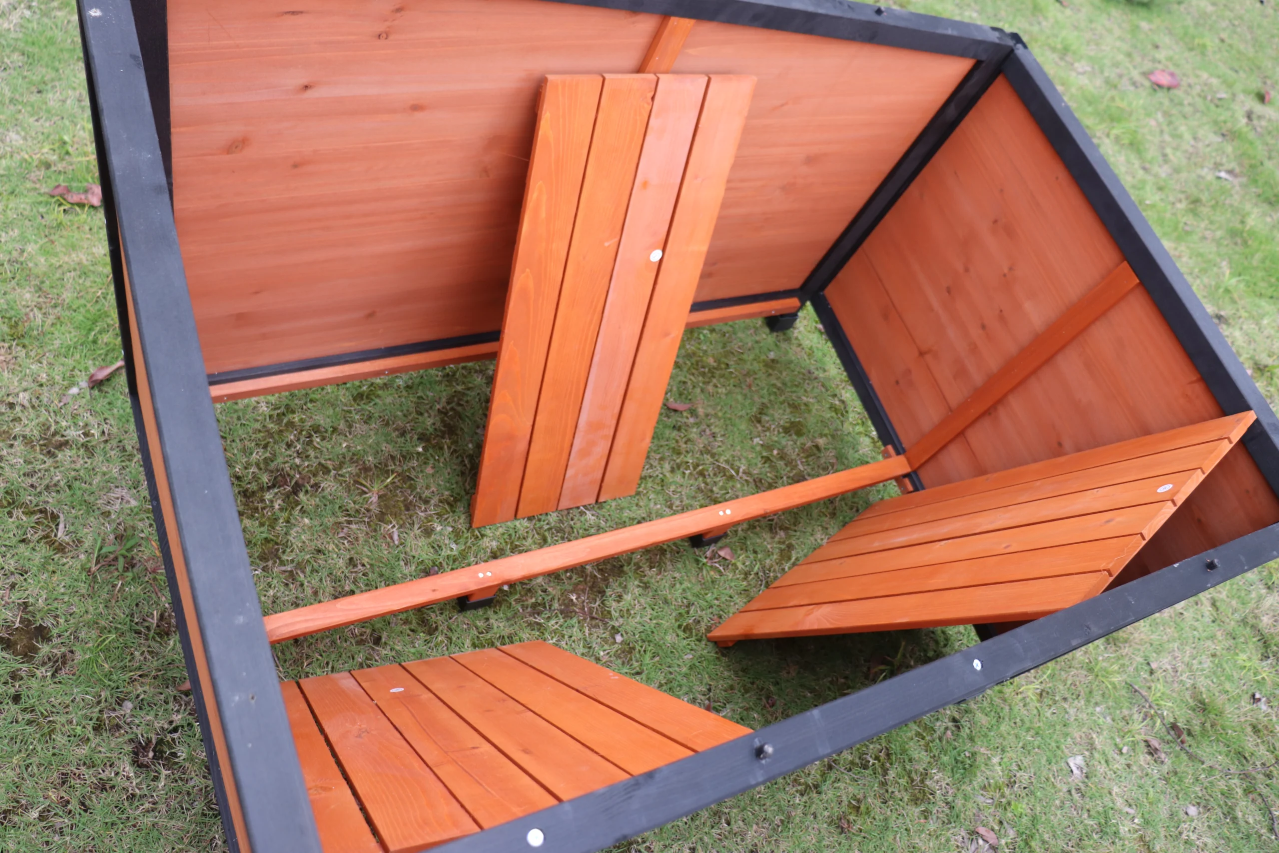 46 Dog House Outdoor & Indoor Wooden Dog Kennel For Winter With Raised Feet Weatherproof