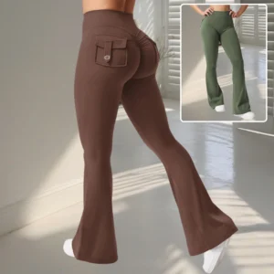 Yoga Fitness Flared Pants With Pockets Ins Fashion Slim High Waist Sports Trousers