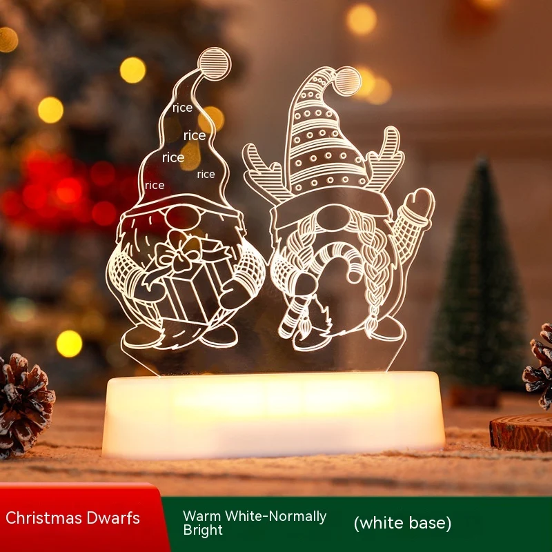 Christmas Decoration 3D Lamp Acrylic LED Night Lights New Year Valentines Day Christmas