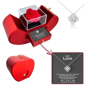 Fashion Jewelry Box Red Apple Christmas Gift Necklace Eternal Rose For Girl Mother's Day