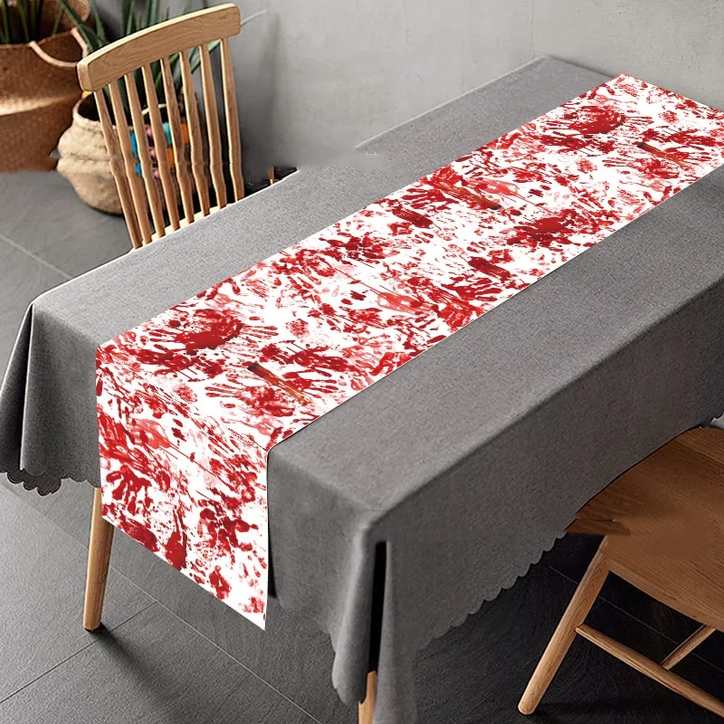 Horror Happy Halloween Tablecloth Bloody Handprint Table Cover Festival Halloween Party