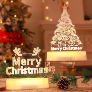 Christmas Decoration 3D Lamp Acrylic LED Night Lights New Year Valentines Day Christmas