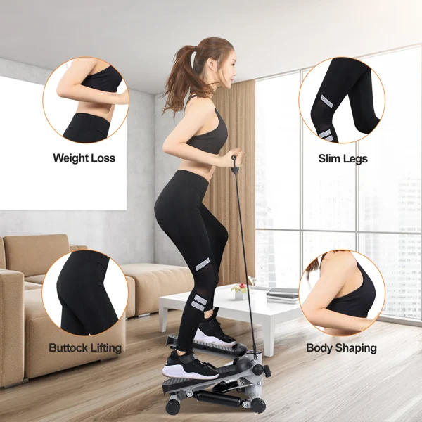 Fitness Step Machine, Mini Step Machine With Resistance Band, Home Fitness Equipment With