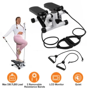 Fitness Step Machine, Mini Step Machine With Resistance Band, Home Fitness Equipment With