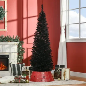 6 Ft Artificial Pencil Christmas Tree, Slim Xmas Tree With 390 Realistic Branch Tips And