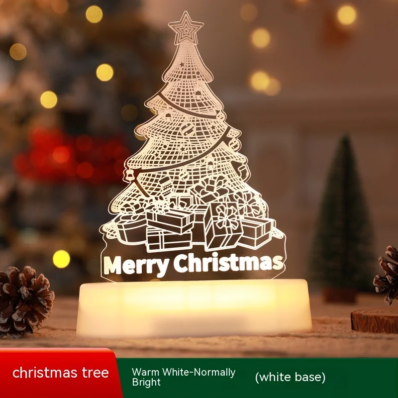 Christmas Decoration 3D Lamp Acrylic LED Night Lights New Year Valentines Day Christmas