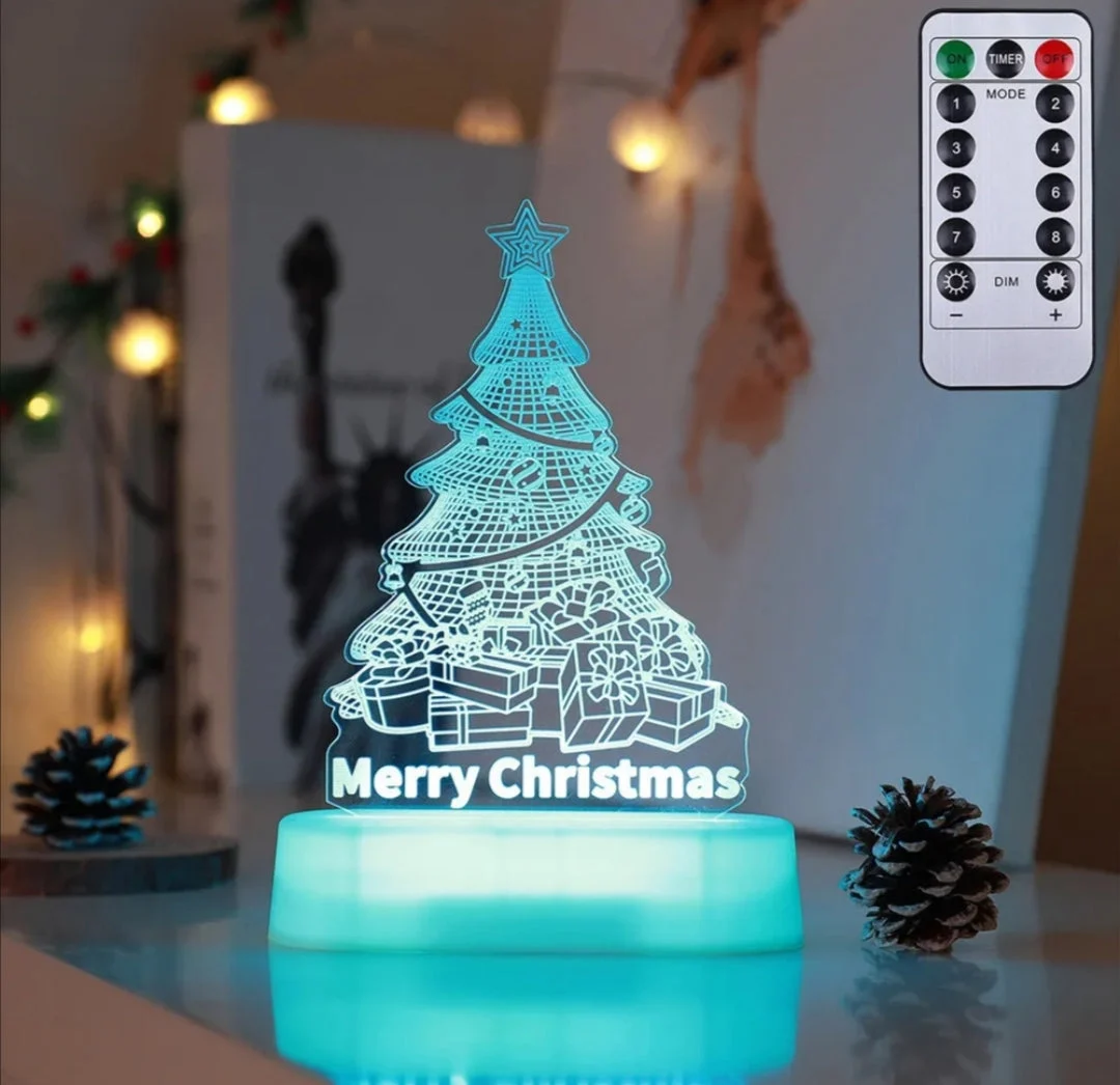 Christmas Decoration 3D Lamp Acrylic LED Night Lights New Year Valentines Day Christmas