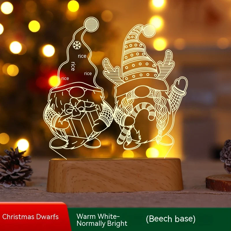 Christmas Decoration 3D Lamp Acrylic LED Night Lights New Year Valentines Day Christmas
