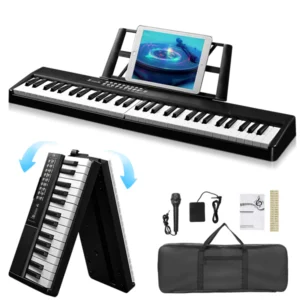 61 Key Half Hammer Keyboard, Portable And Foldable, Black Electronic Keyboard, Prohibited
