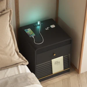 Nightstand With Charging Station, Smart Nightstand With Night Light, with Led Lights