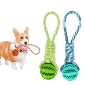 Dog Toys Treat Balls Interactive Hemp Rope Rubber Leaking Balls For Small Dogs Chewing