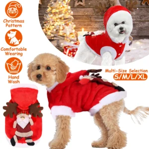 1Pc Pet Christmas Clothes Santa Claus Reindeer Antlers Costume Winter Outfit New Year