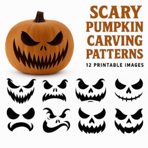 12 Scary Pumpkin Carving Patterns (Printable Bundle)